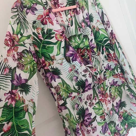 La Blanca Calypso Island Tropical Print Bell Sleeve Romper Size Large - Picture 5 of 10